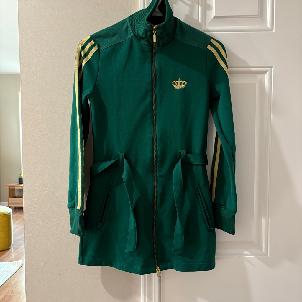 Adidas Originals Green Track Jacket With Gold Crown Logo Adidas Originals Green Track Jacket With Gold Crown Logo